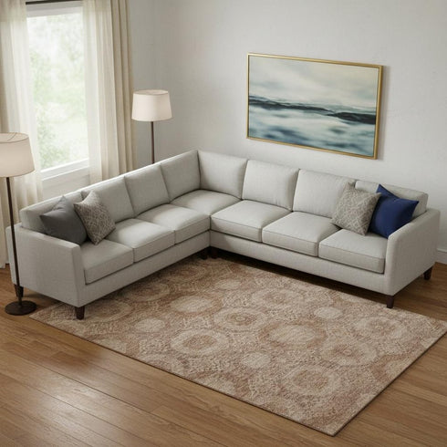 9' X 12' Copper And Beige Abstract Geometric Washable Area Rug With UV Protection