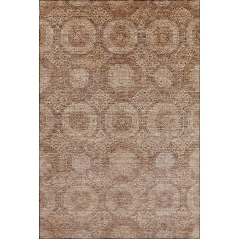 9' X 12' Copper And Beige Abstract Geometric Washable Area Rug With UV Protection