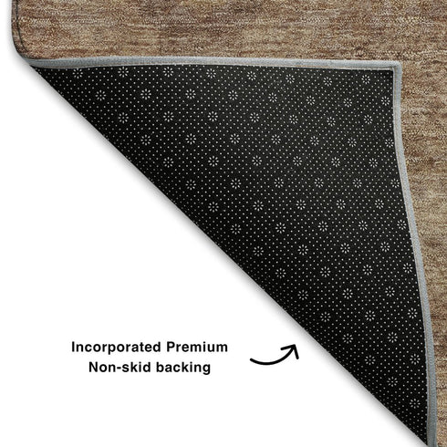 9' X 12' Copper And Beige Abstract Geometric Washable Area Rug With UV Protection