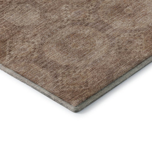 9' X 12' Copper And Beige Abstract Geometric Washable Area Rug With UV Protection