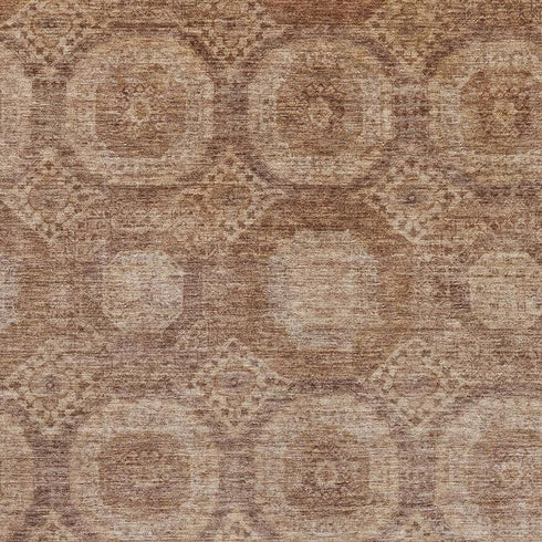 9' X 12' Copper And Beige Abstract Geometric Washable Area Rug With UV Protection
