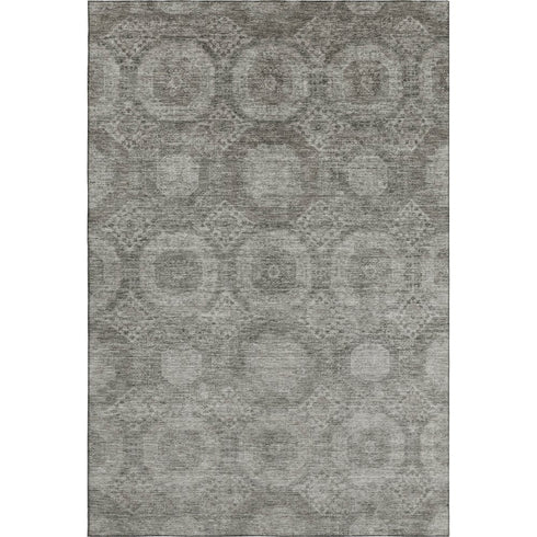 5' X 8' Pewter And Gray Abstract Geometric Washable Area Rug With UV Protection