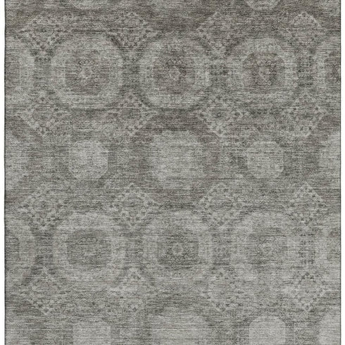 5' X 8' Pewter And Gray Abstract Geometric Washable Area Rug With UV Protection