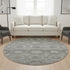 8' Pewter And Gray Abstract Geometric Washable Round Rug With UV Protection