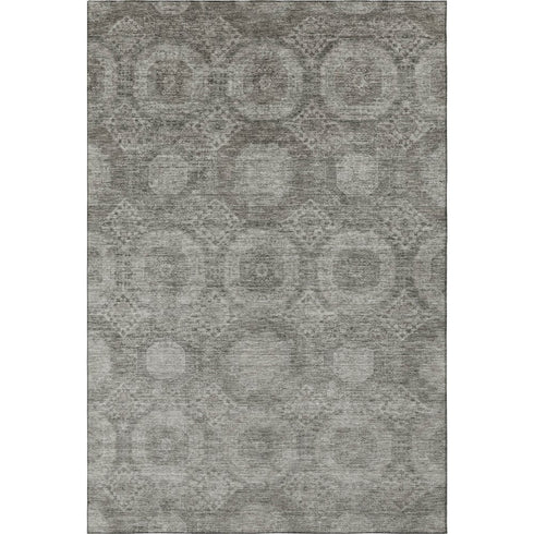 8' X 10' Pewter And Gray Abstract Geometric Washable Area Rug With UV Protection