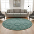 8' Teal And Aqua Abstract Geometric Washable Round Rug With UV Protection