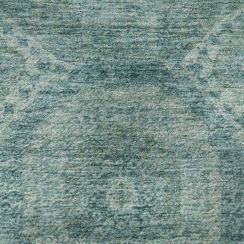 8' Teal And Aqua Abstract Geometric Washable Round Rug With UV Protection
