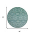 8' Teal And Aqua Abstract Geometric Washable Round Rug With UV Protection