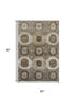5' X 8' Brown Beige And Taupe Abstract Geometric Washable Area Rug With UV Protection