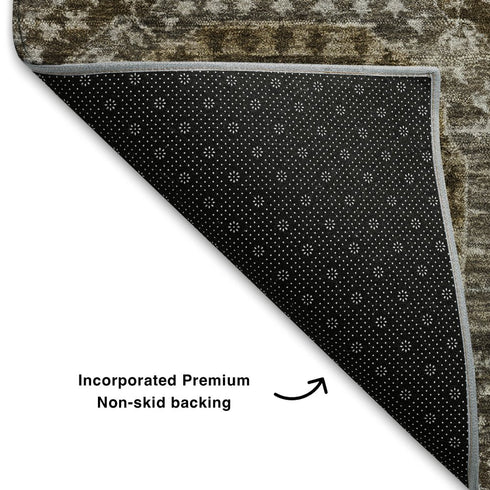 8' X 10' Brown Beige And Taupe Abstract Geometric Washable Area Rug With UV Protection