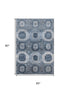 5' X 8' Blue And Ivory Abstract Geometric Washable Area Rug With UV Protection