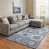 8' X 10' Blue And Ivory Abstract Geometric Washable Area Rug With UV Protection