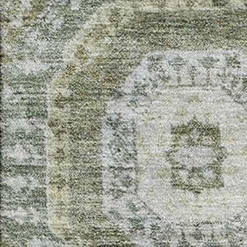 5' X 8' Olive Green And Beige Abstract Geometric Washable Area Rug With UV Protection