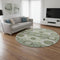 8' Olive Green And Beige Abstract Geometric Washable Round Rug With UV Protection