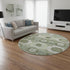 8' Olive Green And Beige Abstract Geometric Washable Round Rug With UV Protection