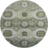 8' Olive Green And Beige Abstract Geometric Washable Round Rug With UV Protection