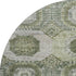 8' Olive Green And Beige Abstract Geometric Washable Round Rug With UV Protection