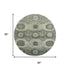 8' Olive Green And Beige Abstract Geometric Washable Round Rug With UV Protection