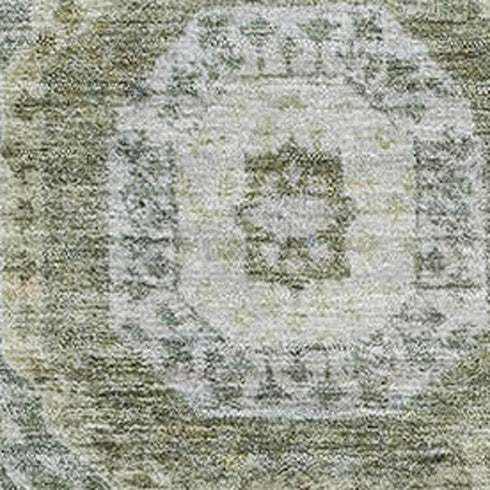 8' X 10' Olive Green And Beige Abstract Geometric Washable Area Rug With UV Protection