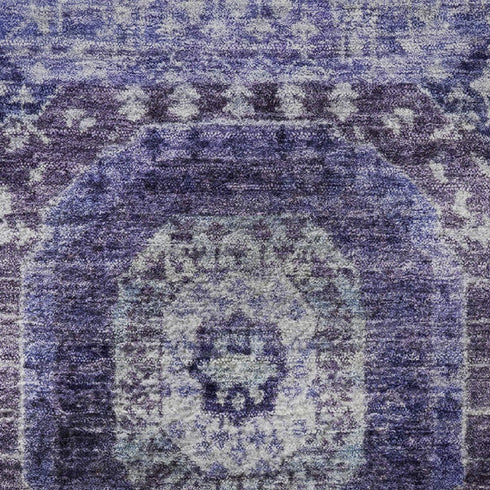 8' X 10' Purple And Silver Abstract Geometric Washable Area Rug With UV Protection