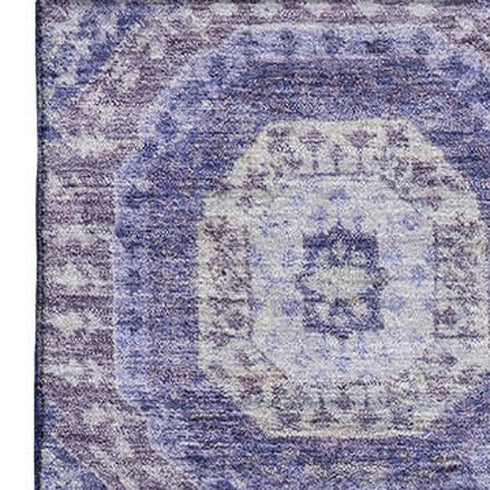 8' X 10' Purple And Silver Abstract Geometric Washable Area Rug With UV Protection