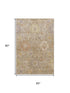 5' X 8' Beige Ivory And Gold Oriental Washable Area Rug With UV Protection