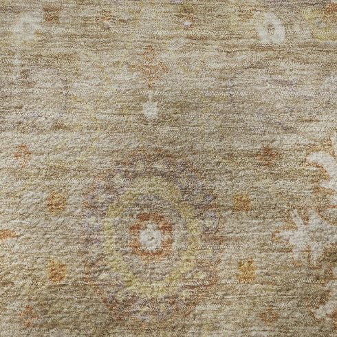 5' X 8' Beige Ivory And Gold Oriental Washable Area Rug With UV Protection