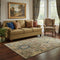 5' X 8' Brown Blue And Gold Oriental Washable Area Rug With UV Protection