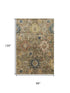 8' X 10' Brown Blue And Gold Oriental Washable Area Rug With UV Protection