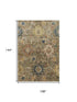 9' X 12' Brown Blue And Gold Oriental Washable Area Rug With UV Protection