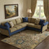 9' X 12' Brown Blue And Gold Oriental Washable Area Rug With UV Protection