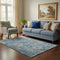 5' X 8' Blue Rust And Ivory Oriental Washable Area Rug With UV Protection