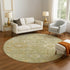 8' Sage Copper And Ivory Oriental Washable Round Rug With UV Protection