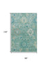 8' X 10' Teal Copper And Ivory Oriental Washable Area Rug With UV Protection