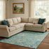 8' X 10' Teal Copper And Ivory Oriental Washable Area Rug With UV Protection