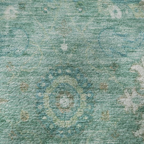 8' X 10' Teal Copper And Ivory Oriental Washable Area Rug With UV Protection