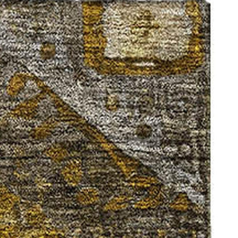 5' X 8' Brown Gold And Beige Abstract Geometric Washable Area Rug With UV Protection