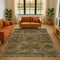 9' X 12' Brown Gold And Beige Abstract Geometric Washable Area Rug With UV Protection