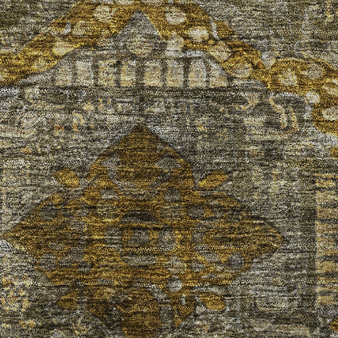 9' X 12' Brown Gold And Beige Abstract Geometric Washable Area Rug With UV Protection