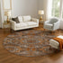 8' Copper Rust And Beige Abstract Geometric Washable Round Rug With UV Protection