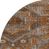 8' Copper Rust And Beige Abstract Geometric Washable Round Rug With UV Protection