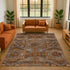 8' X 10' Copper Rust And Beige Abstract Geometric Washable Area Rug With UV Protection