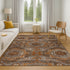 8' X 10' Copper Rust And Beige Abstract Geometric Washable Area Rug With UV Protection