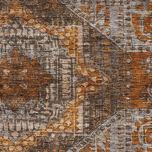 8' X 10' Copper Rust And Beige Abstract Geometric Washable Area Rug With UV Protection
