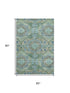 5' X 8' Green Blue And Beige Abstract Geometric Washable Area Rug With UV Protection