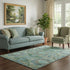 5' X 8' Green Blue And Beige Abstract Geometric Washable Area Rug With UV Protection