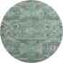 8' Sage And Blue Abstract Geometric Washable Round Rug With UV Protection