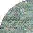 8' Sage And Blue Abstract Geometric Washable Round Rug With UV Protection