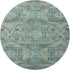 8' Sage And Blue Abstract Geometric Washable Round Rug With UV Protection