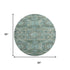 8' Sage And Blue Abstract Geometric Washable Round Rug With UV Protection